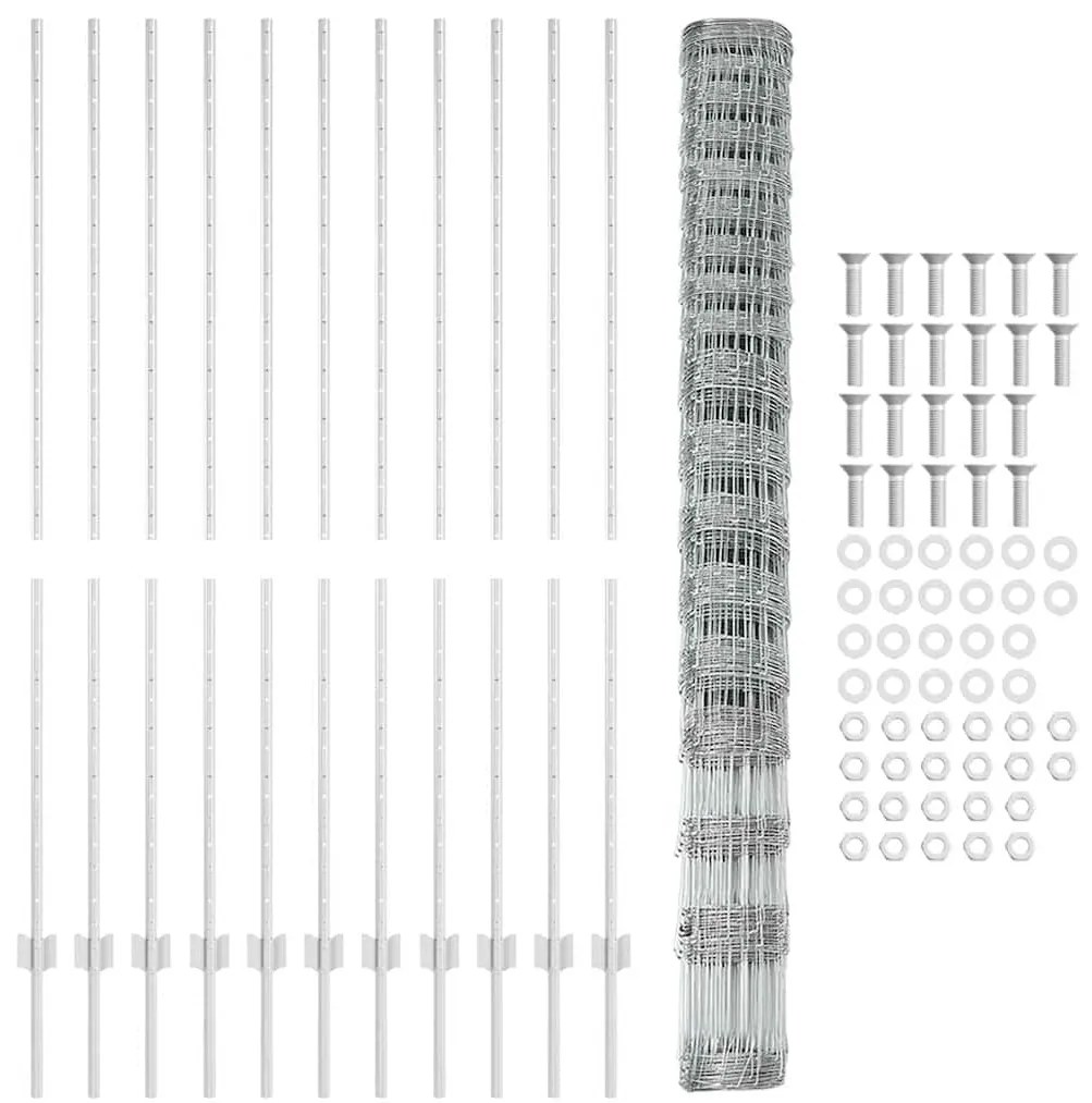 Postes de Cerca vidaXL 22 pcs U-Channel 150 cm Aço Galvanizado