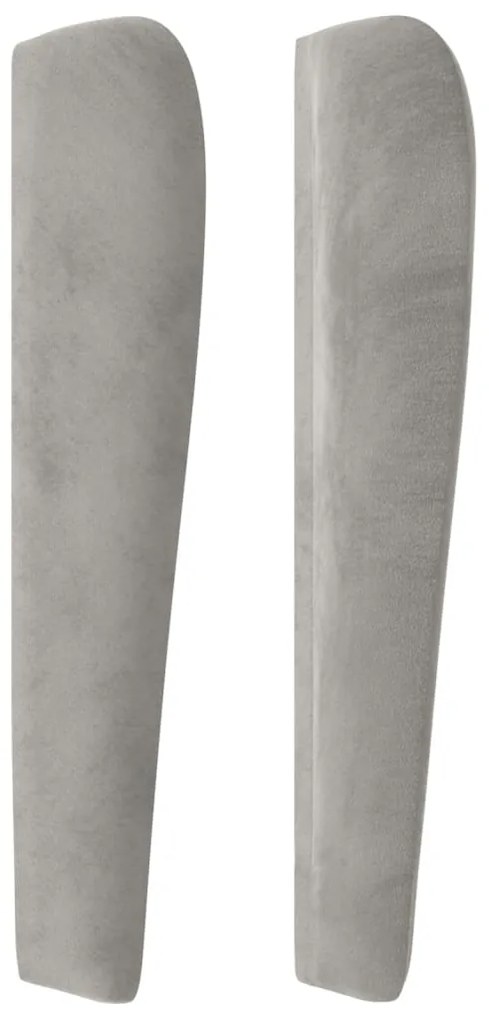 Cabeceira cama c/ abas veludo 183x23x118/128 cm cinzento-claro