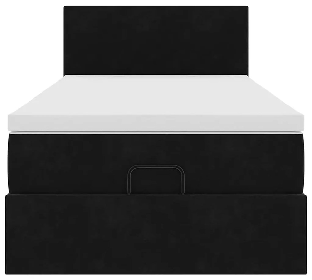 Estrutura de cama otomana vidaXL com colchão preto 100x200cm Veludo