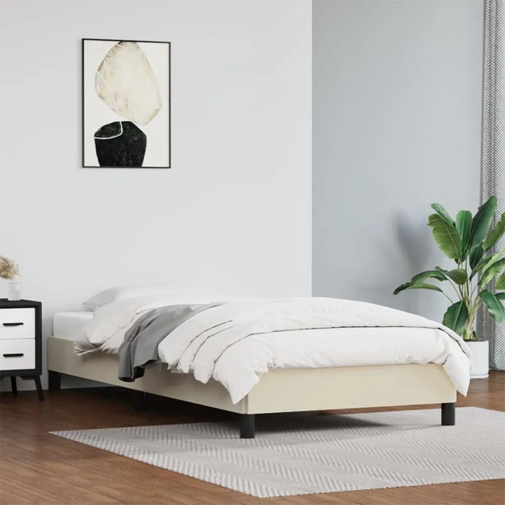 346870 vidaXL Estrutura de cama 80x200 cm couro artificial cor creme