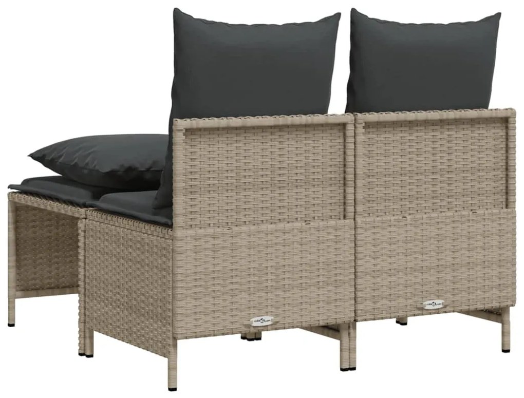 4 pcs conj. sofás jardim c/ almofadões vime PE cinzento-claro