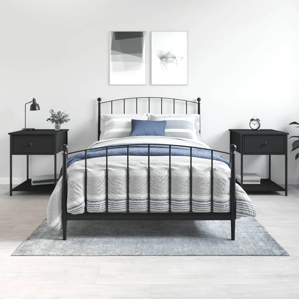 vidaXL Mesas de cabeceira 2pcs 44x45x58 cm derivados de madeira preto
