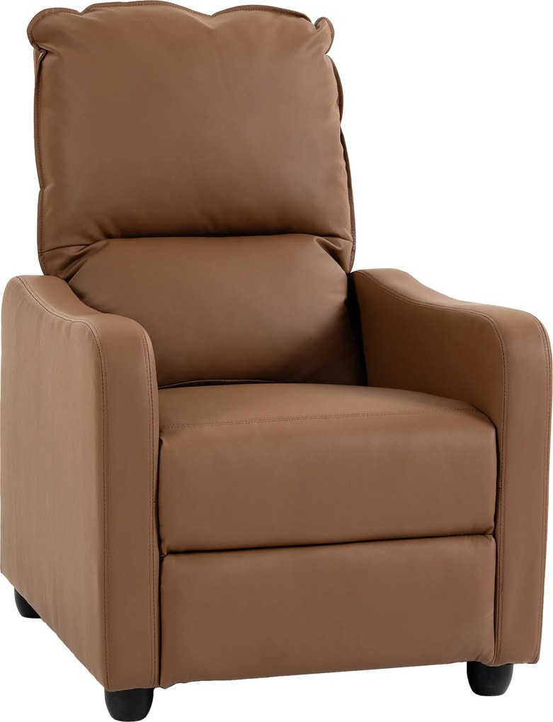 HOMCOM Poltrona Relax Reclinável Manual 155° com Pousa-pés, em PU, para Sala e Quarto, Castanho escuro | Aosom Portugal