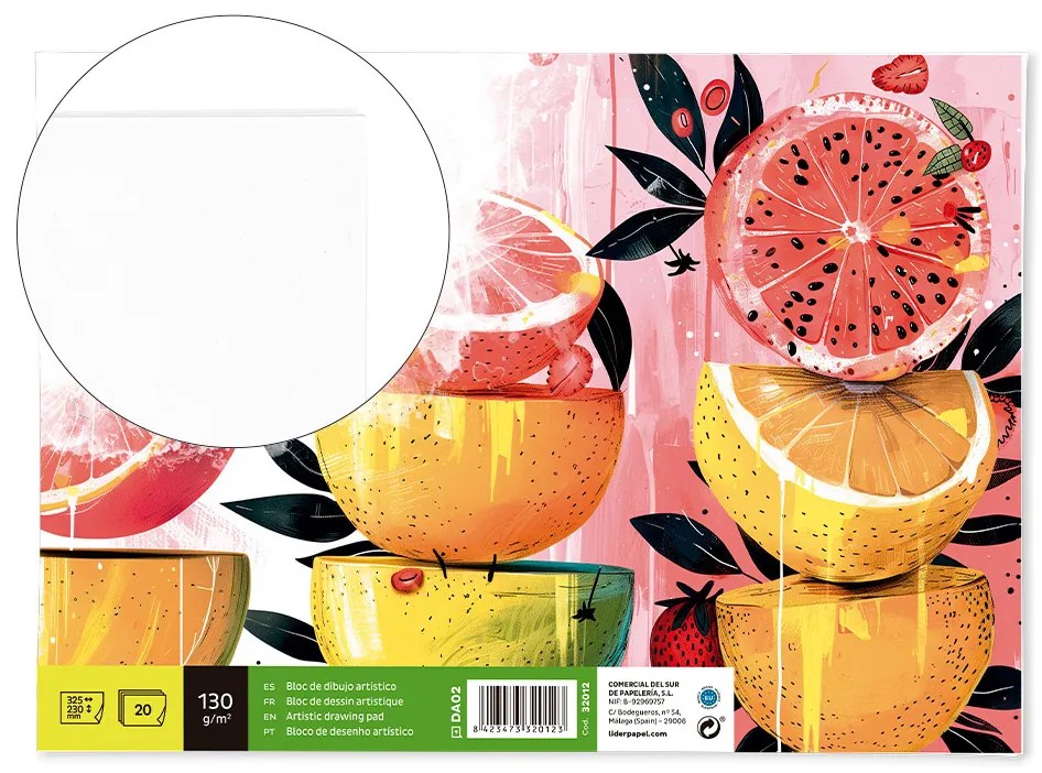 Bloco de Desenho Verona Colado Folio 20 Folhas Branco Creme