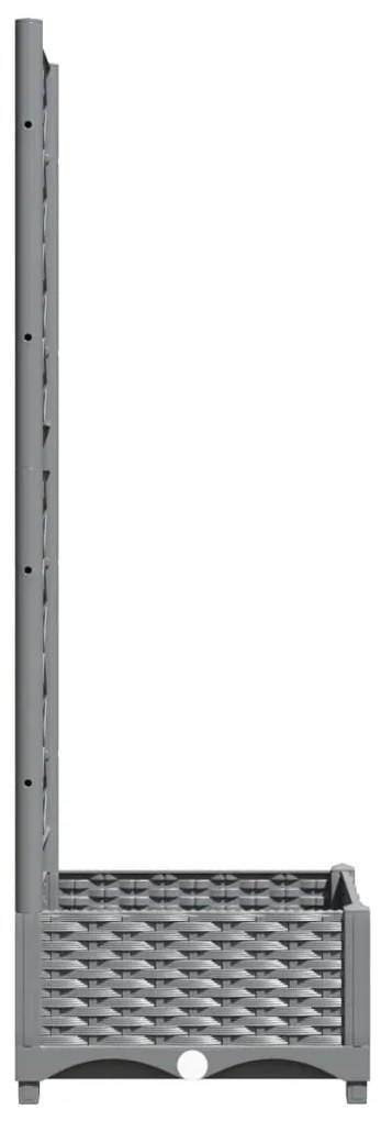 Vaso/floreira jardim c/ treliça 40x40x121,5 cm PP cinza-claro