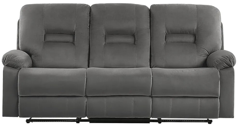 Sofá reclinável de 3 lugares veludo cinzento escuro com LED e entrada USB BERGEN Beliani