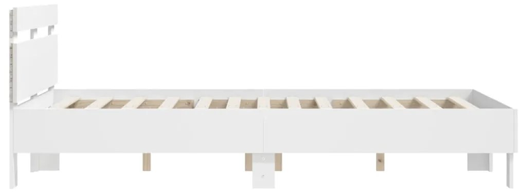 Estrutura de cama com cabeceira e luzes LED 135x190 cm branco