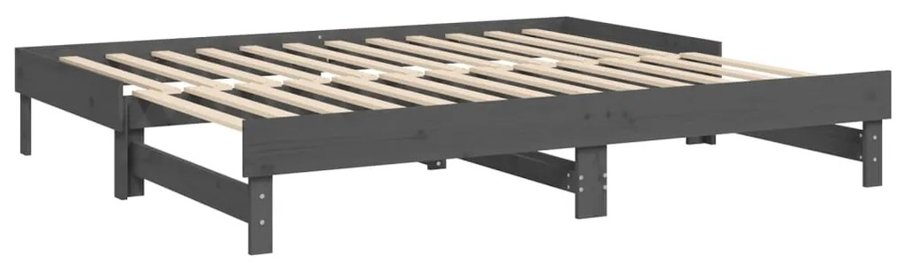 Sofá-cama de puxar 2x(100x200) cm pinho maciço cinza