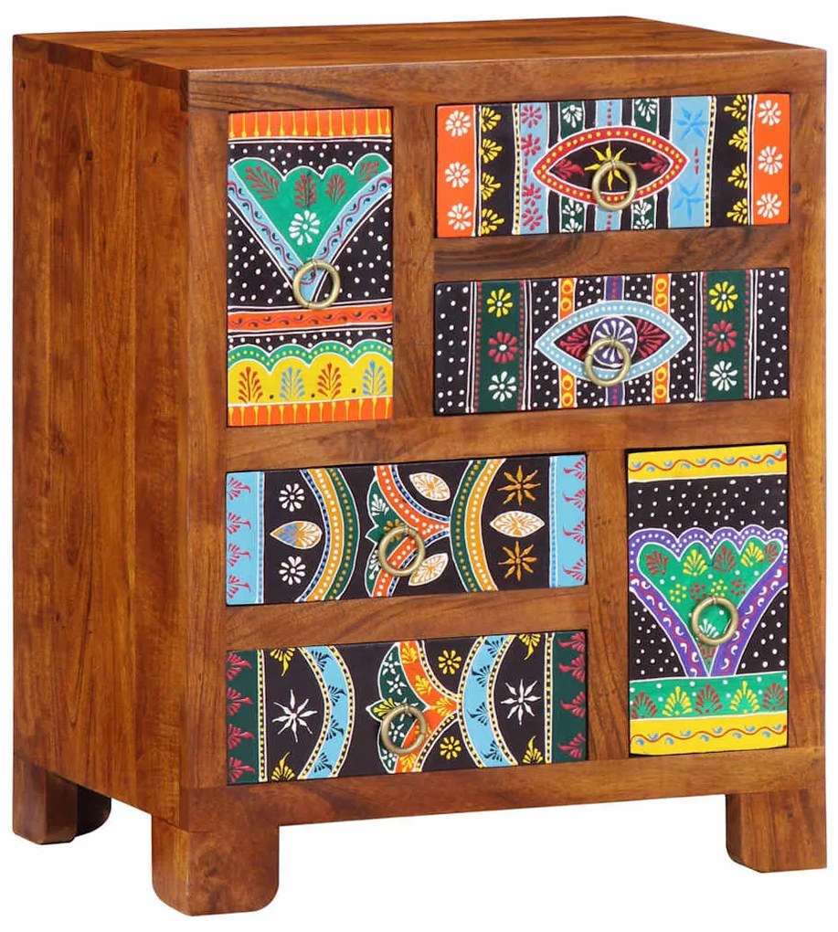 vidaXL Aparador multicor 50x35x60 cm madeira de acácia maciça