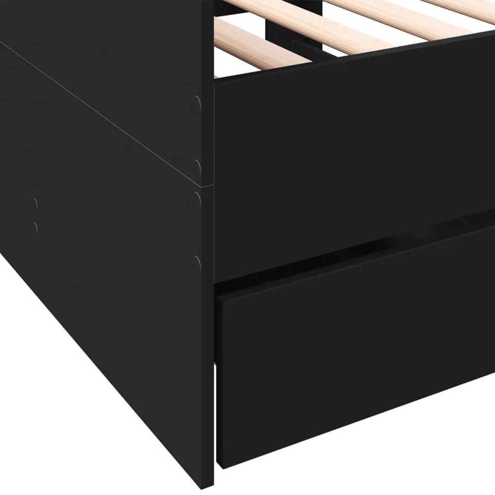 Sofá-cama com gavetas sem colchão 75x190 cm preto
