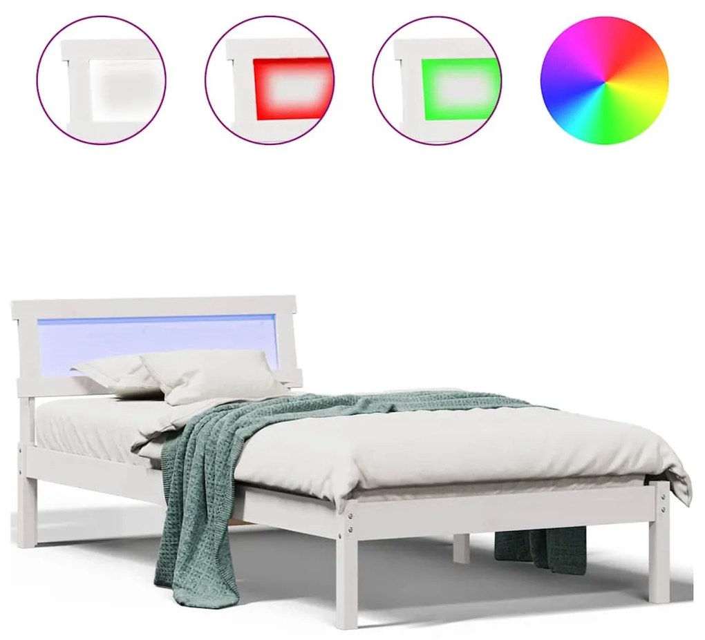 Estrutura da Cama Branco 75 x 190 cm Madeira de Pinheiro