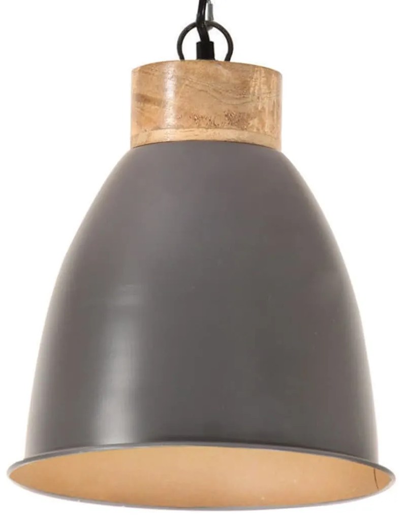 vidaXL Candeeiro teto industrial 23cm E27 ferro cinza e madeira maciça