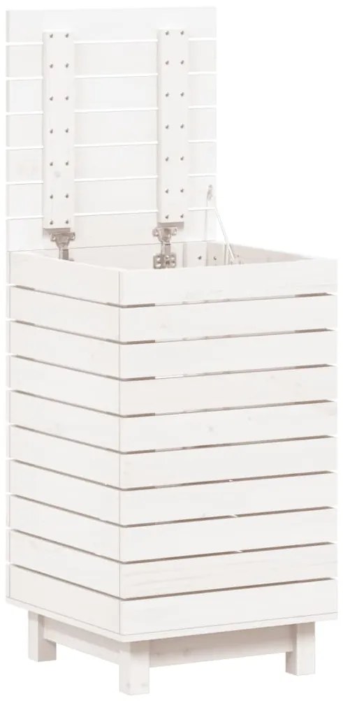 Cesto de roupa suja 44x44x76 cm madeira de pinho maciça branco
