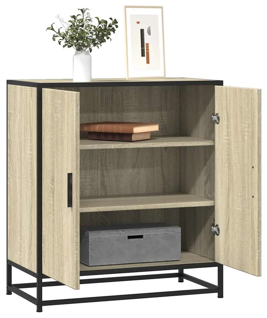 vidaXL Aparador 68x35x76 cm deriv. de madeira/metal carvalho sonoma