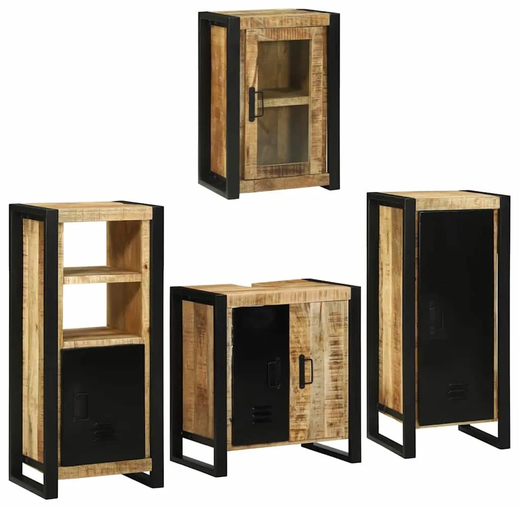 vidaXL Conjunto de Móveis para Banheiro 4 pcs Madeira de manga maciça