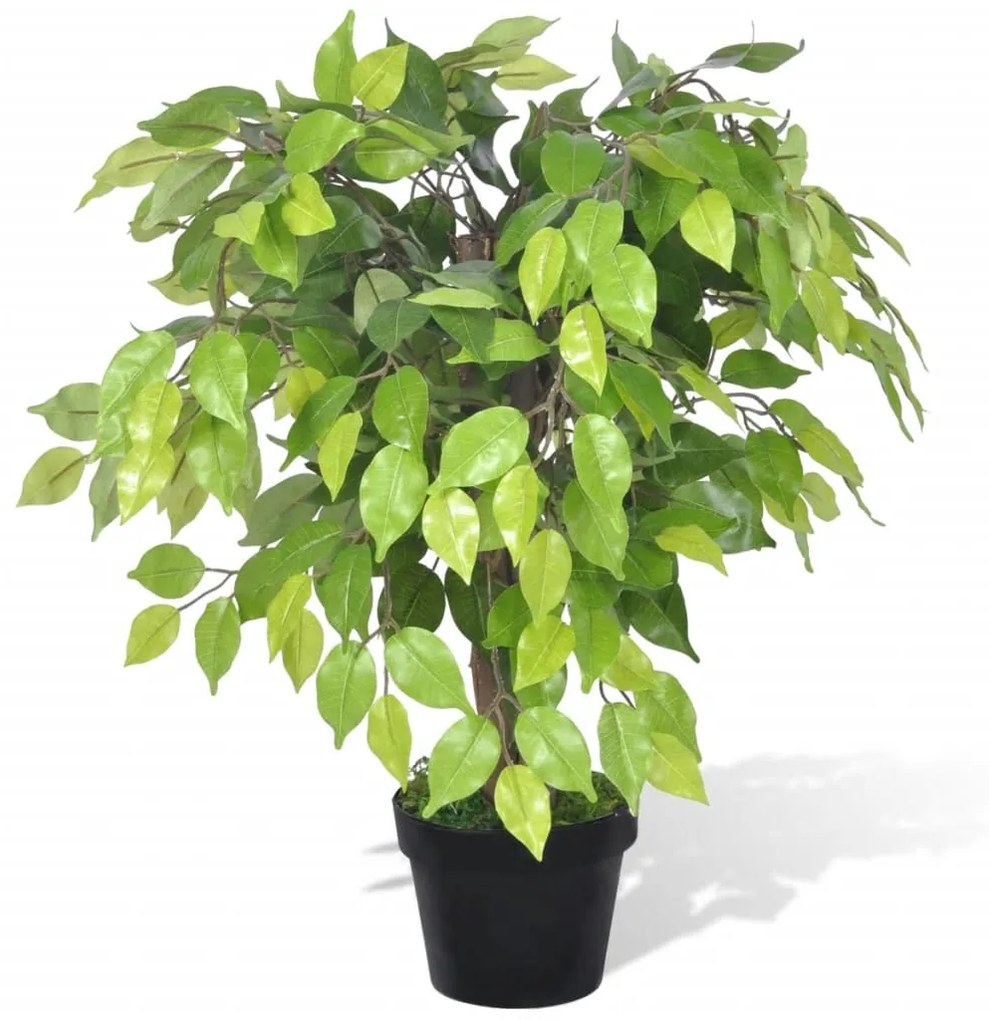 241358 vidaXL Fícus artificial duende com vaso 60 cm