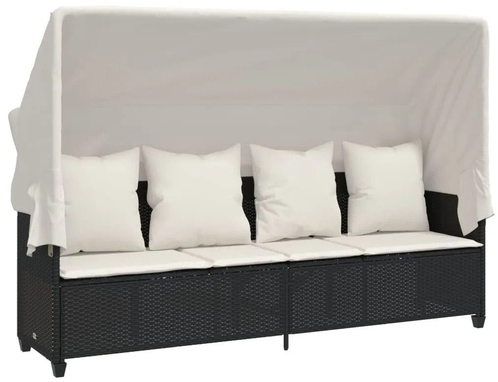 5 pcs conjunto sofás de jardim com almofadões vime PE preto