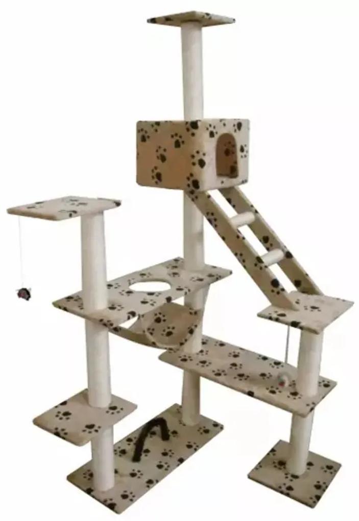 Arranhador para gatos 184 cm Bege com cópia da pata