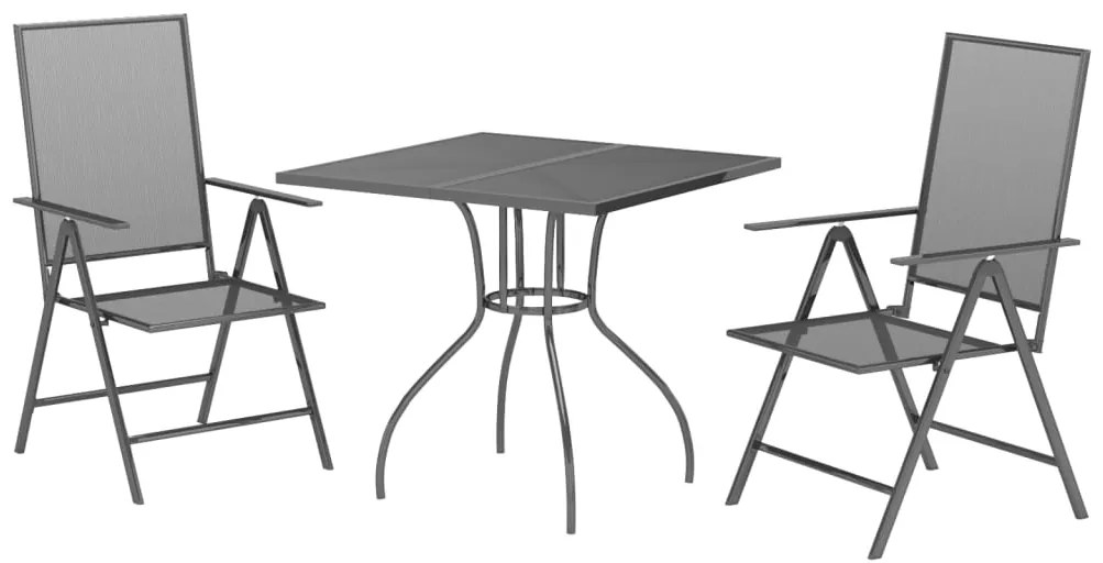 3 pcs conjunto de jantar para jardim aço antracite