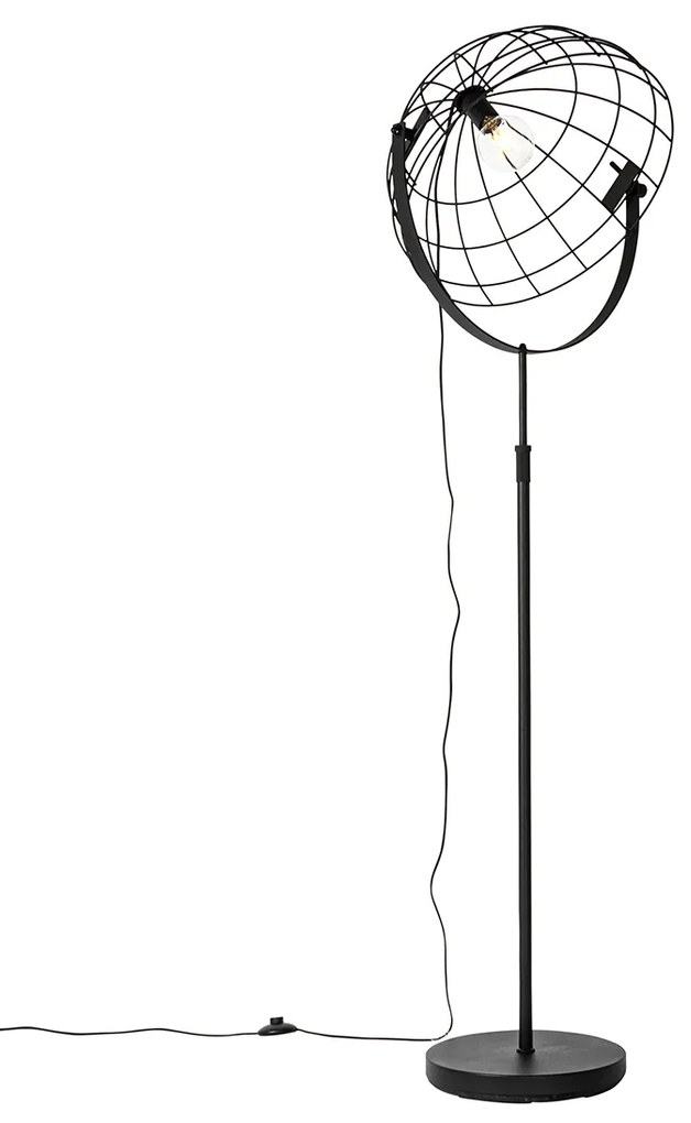 Candeeiro de pé industrial preto 50 cm ajustável - Hanze