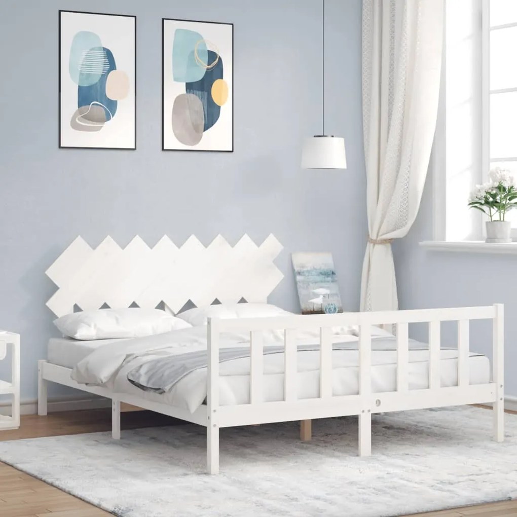 vidaXL Cama sem colchão 160x200 cm madeira de pinho maciça branco