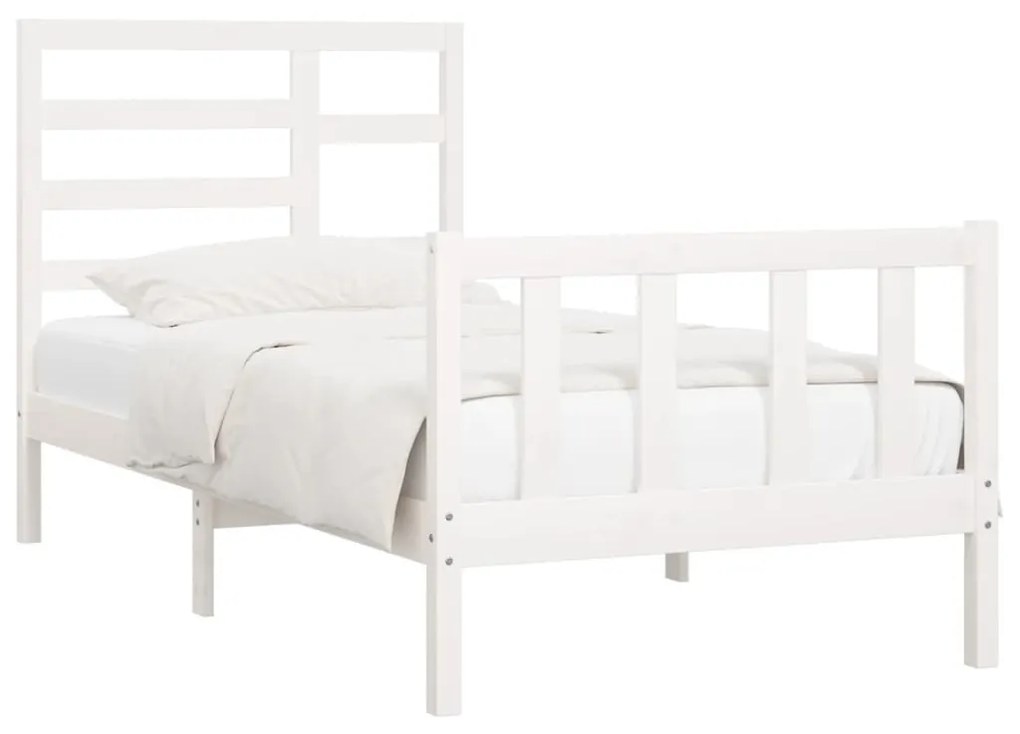 Estrutura de cama 90x200 cm pinho maciço branco