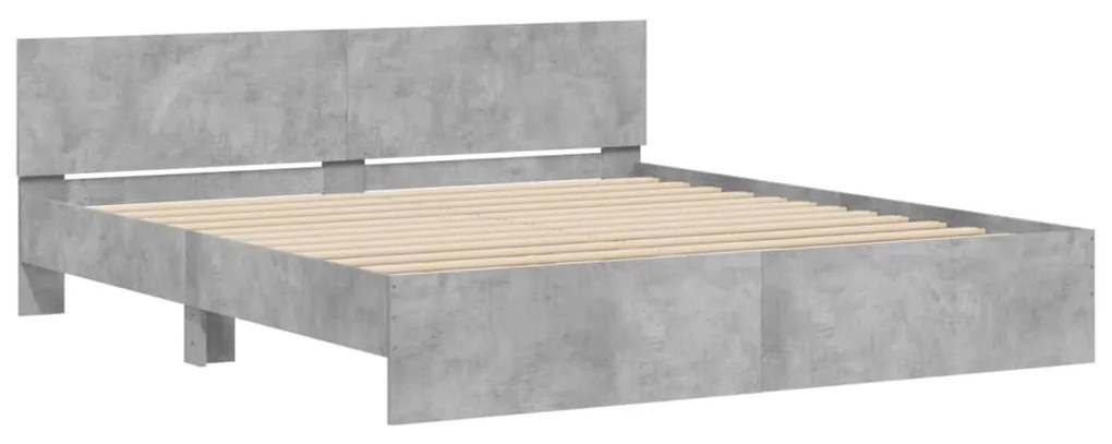Estrutura de cama com cabeceira 200x200 cm cinzento cimento