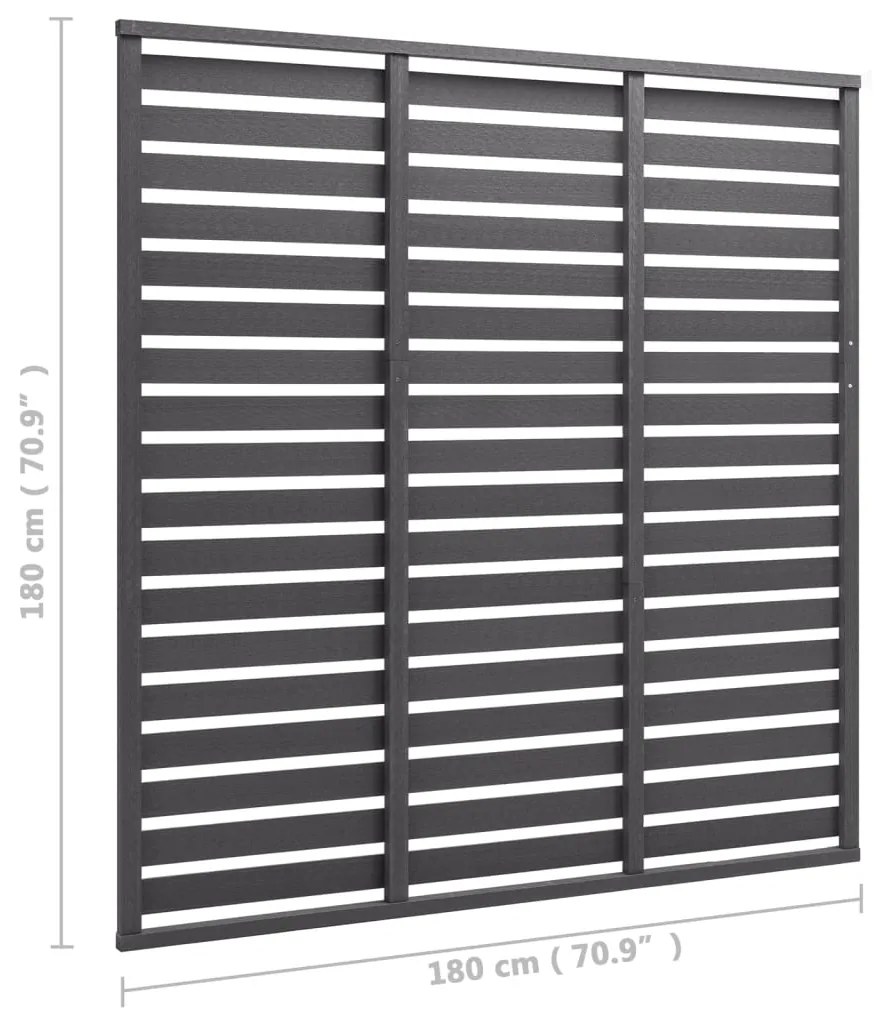 Painel de vedação 180x180 cm WPC cinzento