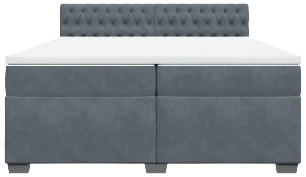 Cama com molas/colchão 200x200 cm veludo cinzento-escuro