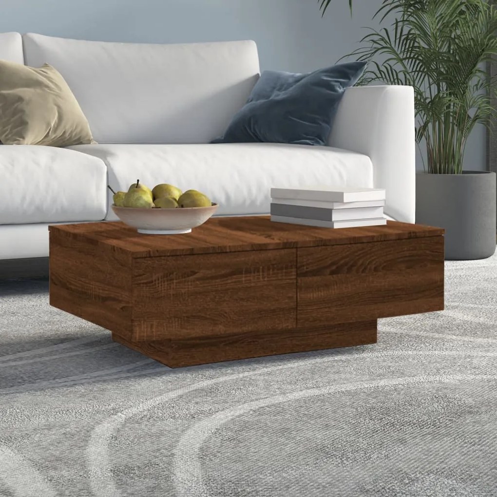 815197 vidaXL Mesa centro 90x60x31 cm derivados de madeira carvalho castanho