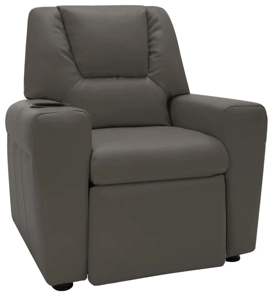 324043 vidaXL Poltrona reclinável infantil couro artificial antracite