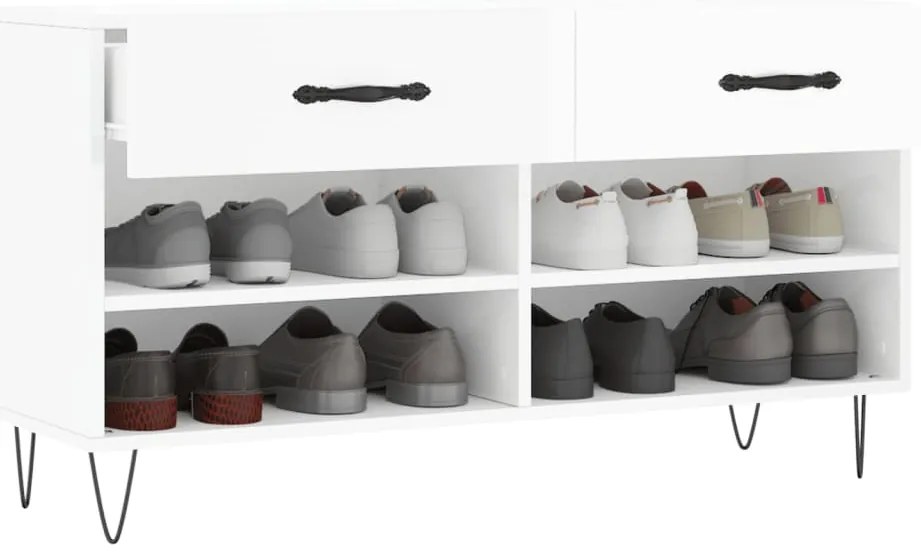 Banco sapateira 102x35x55 cm derivados madeira branco brilhante