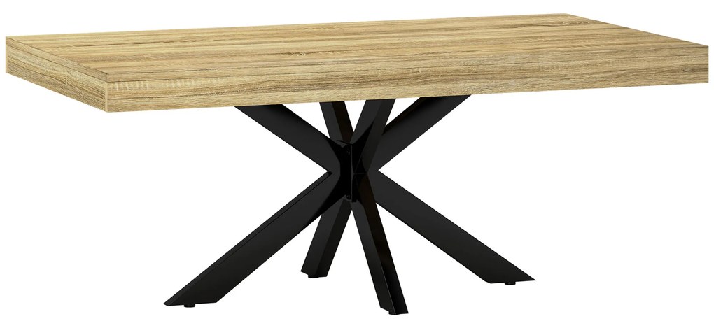 HOMCOM Mesa de Centro Retangular Mesa Auxiliar Estilo Industrial em Metal Preto e Tampo Aspeto Madeira 110x60x45 cm | Aosom Portugal