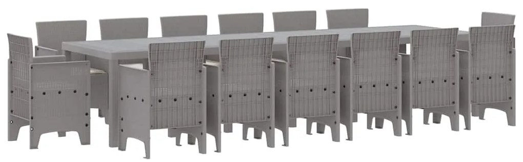 Conjunto de Jantar de Jardim 15 pcs Cinzento-claro Largo