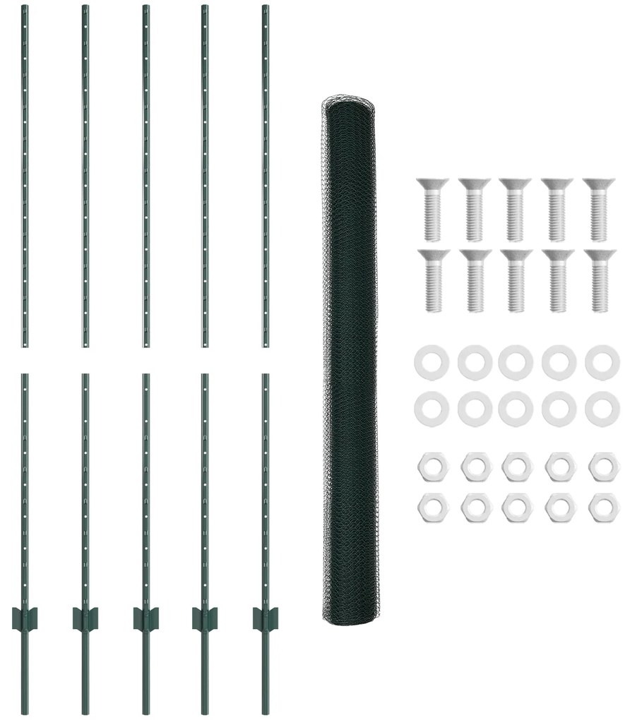Postes de Cerca vidaXL 5 pcs U-Channel Verde 160 cm Aço