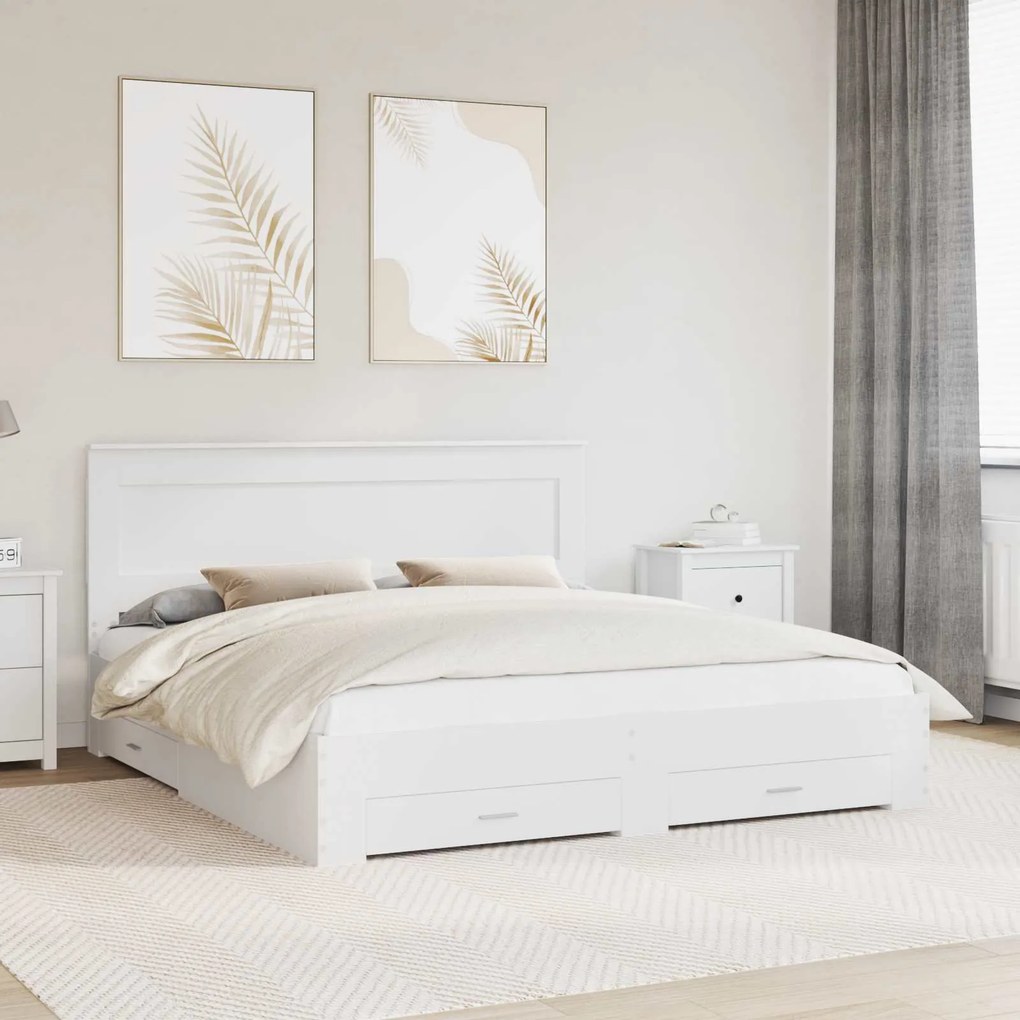 vidaXL Estrutura da Cama com gaveta com cabeceira Madeira processada