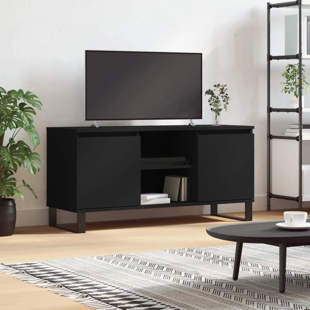 vidaXL Móvel de TV 104x35x50 cm derivados de madeira preto