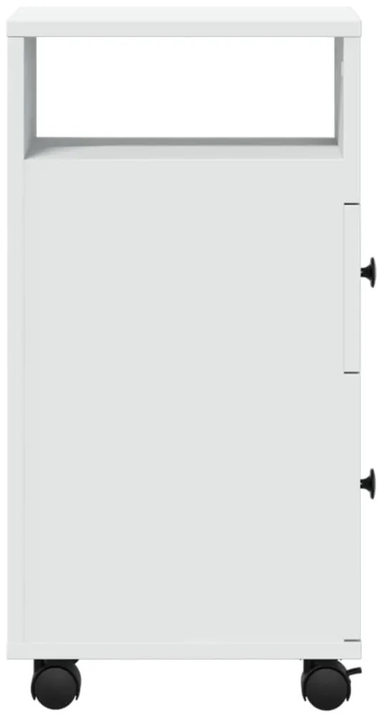 Armário de Casa de Banho estreito com rodas derivados de madeira branc