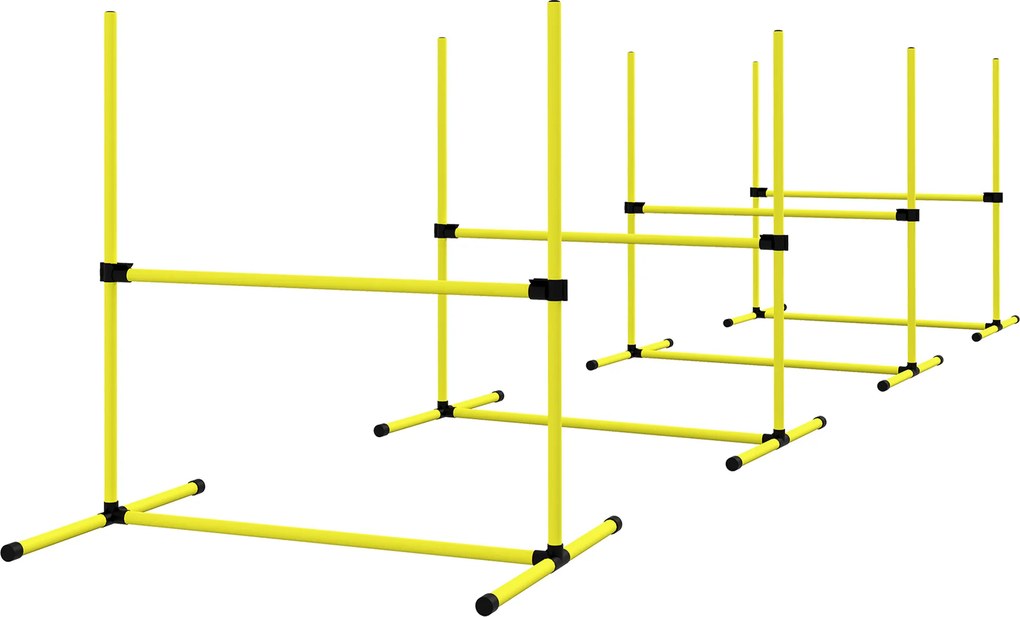 Conjunto de 4 obstáculos profissionais para agility canino, com sistema de fixação ao solo e saco de transporte incluído