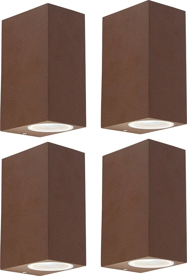 Conjunto de 4 Lâmpadas de Parede Inteligentes Castanho Ferrugem IP44 incl. 2 GU10 - Baleno