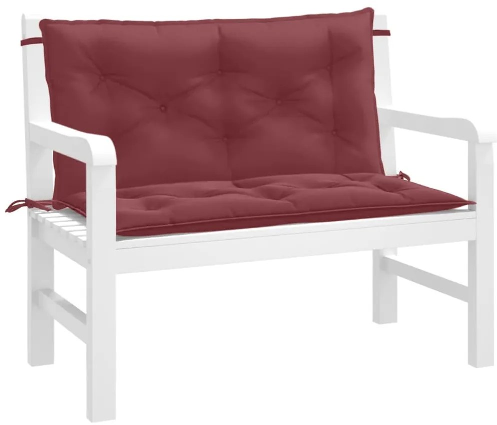 Almofadões banco jardim 2pcs 100x50x7cm mesclado vermelho tinto