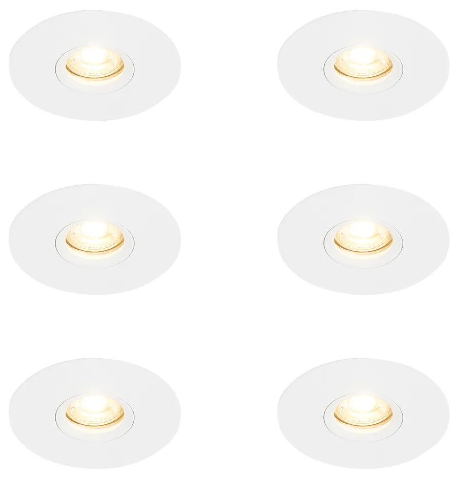 Conjunto de 6 Focos Encastráveis Modernos Brancos 12 cm - Buco