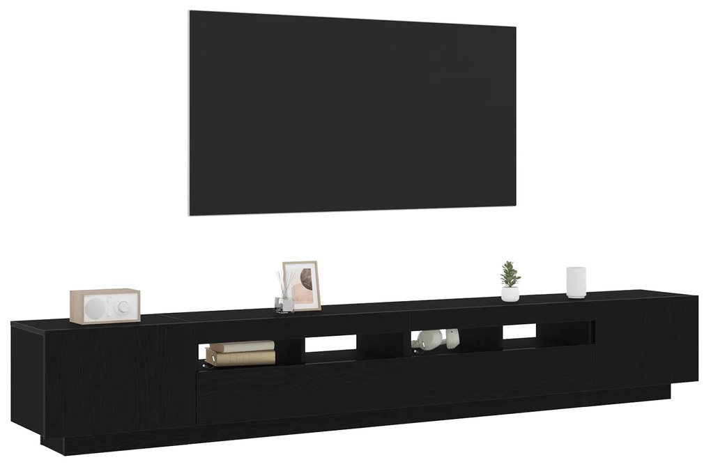 Estante de TV vidaXL com Luzes LED em Carvalho Preto 260x35x40 cm em M