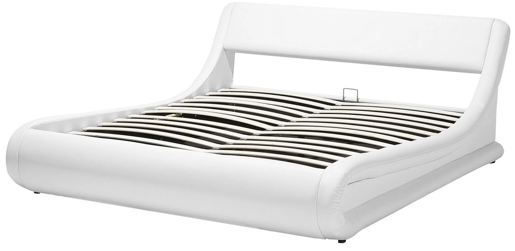 Cama de casal com arrumação em pele sintética branca 160 x 200 cm AVIGNON Beliani