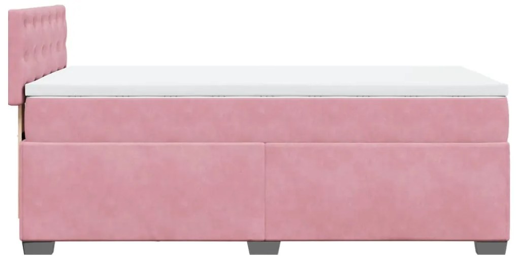 Cama com Molas/Colchão e Luzes Led - 90x190 cm - Veludo Rosa