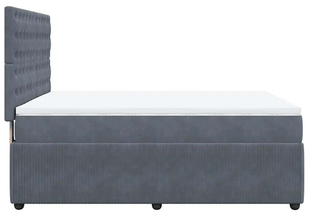 Cama com molas/colchão 140x190 cm veludo cinzento-escuro