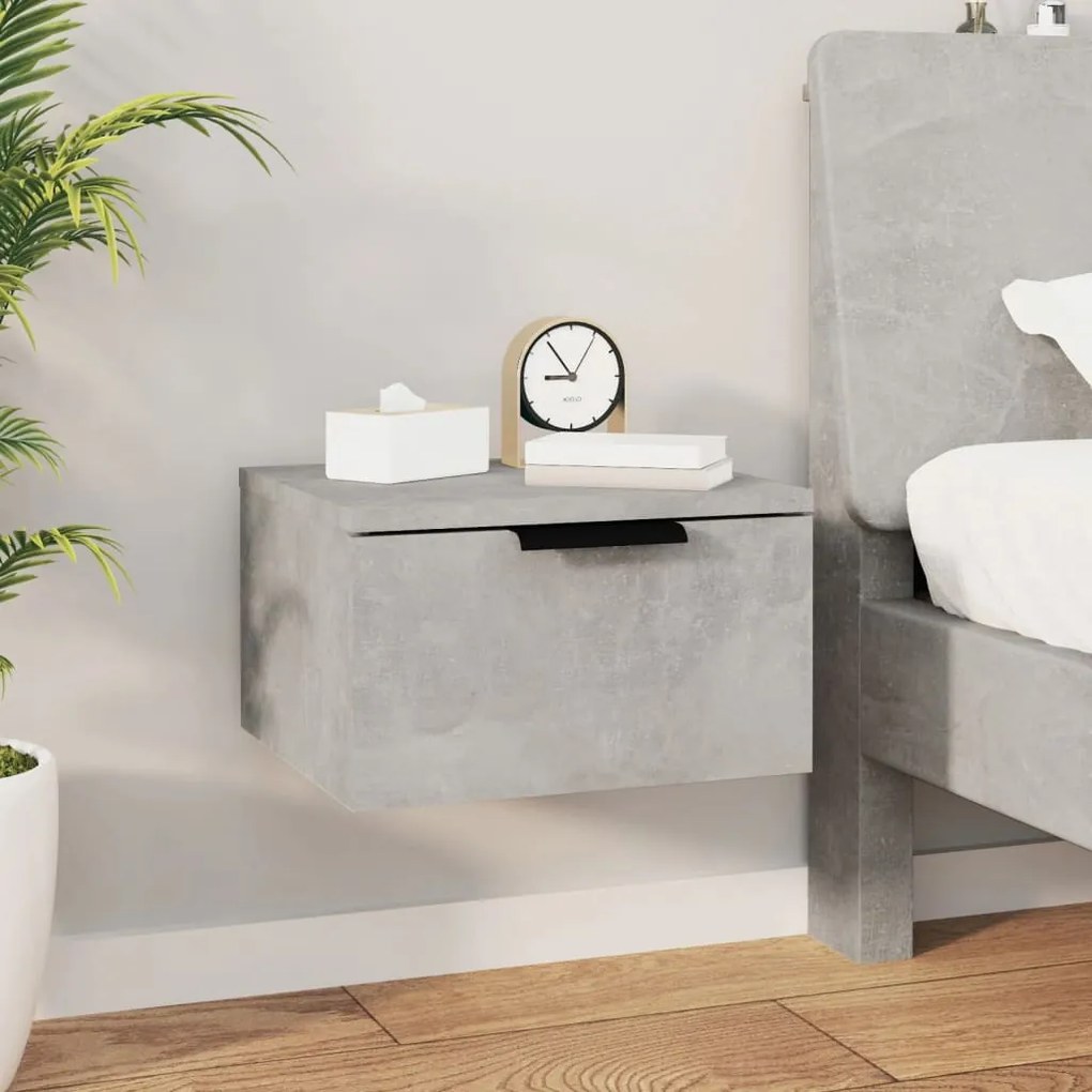 Mesas de cabeceira parede 2 pcs 34x30x20 cm cinza cimento