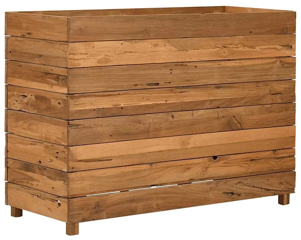 Vaso/floreira 100x40x72 cm madeira de teca reciclada e aço