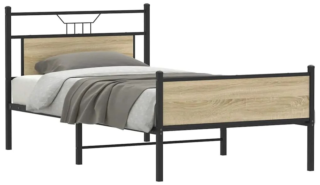 Estrutura de cama sem colchão 107x203 cm carvalho sonoma