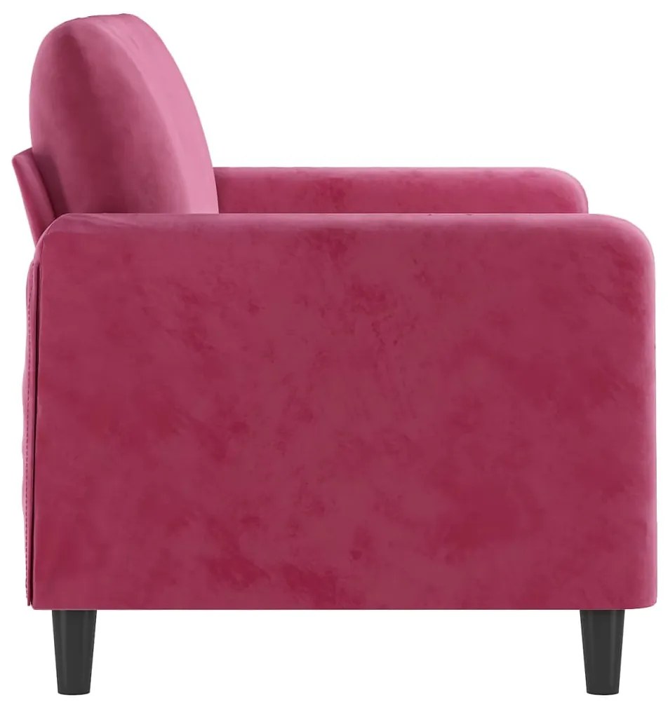 Sofá de 2 lugares veludo 120 cm vermelho tinto